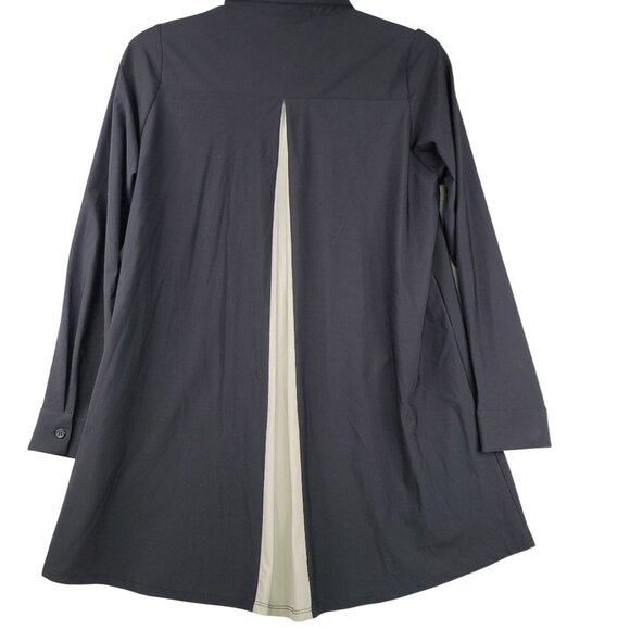 Jason Colorblock Long Sleeve Tunic Oversized XS Black Beige Made In USA - Picture 5 of 11